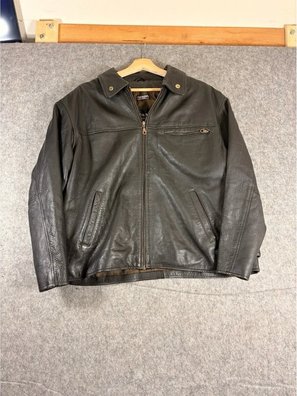 Vintage Wilsons Leathers Motorcycle Jacket Size Large With Harley Patches